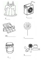 English Worksheet: sweets