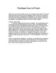 English Worksheet: Monologues from Art