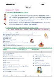 English Worksheet: English test n2 7th form