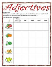 English worksheet: Adjectives