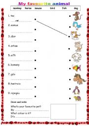 English Worksheet: My favourite pet