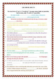 English Worksheet: CAN AND BE ABLE TO