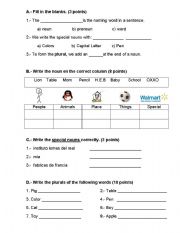 English Worksheet: Grammar Guide for 1st Grade 