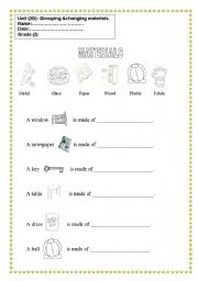 English Worksheet: types of materials