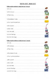 English Worksheet: have got / has got