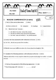 Grade 9 end of term test 1