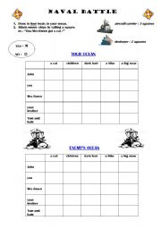 English worksheet: NAVAL BATTLE