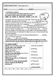 English Worksheet: End of term test n 1   7th formers