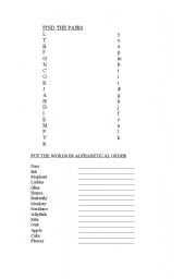 English worksheet: Find the pairs