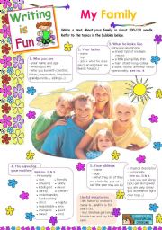 English Worksheet: Writing is Fun 3  -  My Family