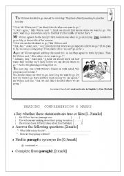 English Worksheet: test 8th grade