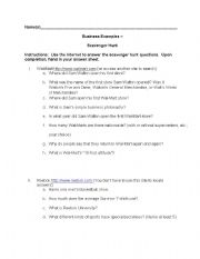 English Worksheet: Business Scavenger Hunt