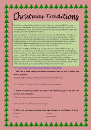 English Worksheet: Christmas Traditions