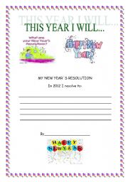 English Worksheet: MY NEW YEARS RESOLUTION