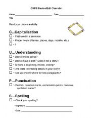 English Worksheet: Writing Checklist