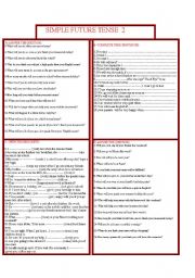 English Worksheet: Simple Future Tense 2