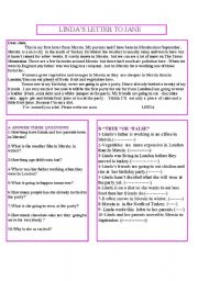 English Worksheet: aletter Simple Past tense