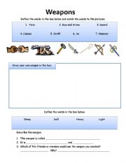 English worksheet: Kung Fu Panda Weapons