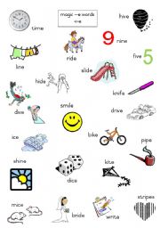 English Worksheet: Magic e words- long i 