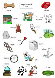 English Worksheet: Magic e words - long o