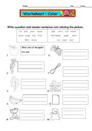 English Worksheet: Colors