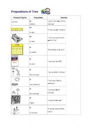 English Worksheet: Prepositions of time,place,movement