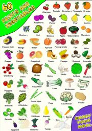 English Worksheet: 60 FRUIT AND VEGETABLES PICTIONARY (5)