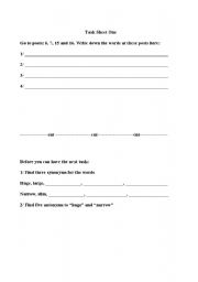 English Worksheet: Treasure hunt: synonyms and antonyms