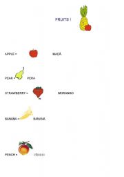 English Worksheet: fruits