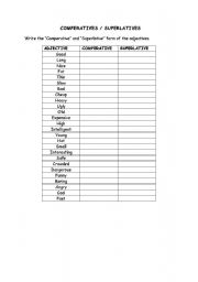 English Worksheet: Comperatives-Superlatives