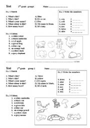 English Worksheet: Colours and numbers