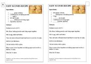 English Worksheet: scones recipe - pairwork