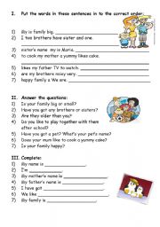 English Worksheet: My family