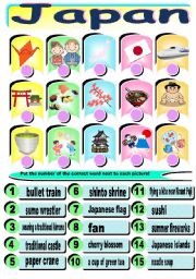 English Worksheet: Japan worksheet (combine words and pictures)