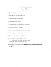 English Worksheet: The Cremation of Sam McGee Worksheet