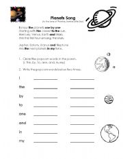 English Worksheet: Planets Song