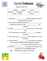 English Worksheet: Snowy Sentences