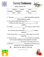 English worksheet: Snowy Sentences