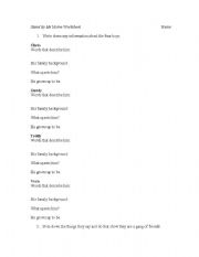 English worksheet: Stand By Me Film Worksheet