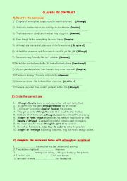 English Worksheet: Clauses of contrast 