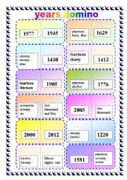 English Worksheet: Years domino