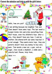 English Worksheet: Letter sending. Correct the mistakes and send this letter.