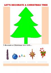 English Worksheet: Lets decorate a Christmas tree