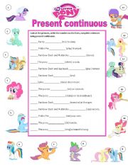 English Worksheet: My little pony present continuous