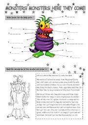 English Worksheet: Monsters! Here they come!