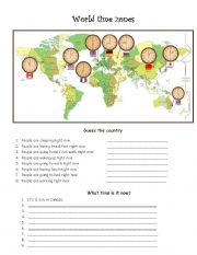 English Worksheet: World Time Zones