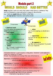 English Worksheet: modals part 2/2