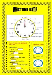 English Worksheet: What time is it?