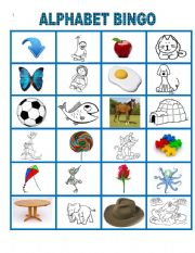 English worksheet: The Alphabet BINGO. Part 1