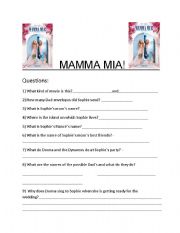 English Worksheet: Mamma Mia Worksheet